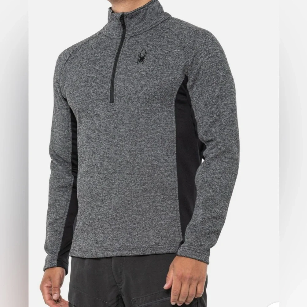 Spyder Charcoal Gray and Black Half‑Zip Performance Pullover